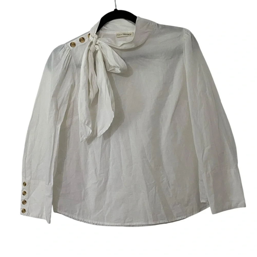 ULLA JOHNSON Penelope Poplin Blouse Button Accents 6 - Picture 14 of 14